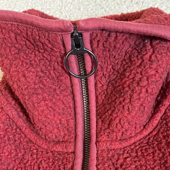 Madewell XXS Red Half-Zip Polartech Sherpa Fleece, Gently Used, Kangaroo Pocket - Picture 8 of 10